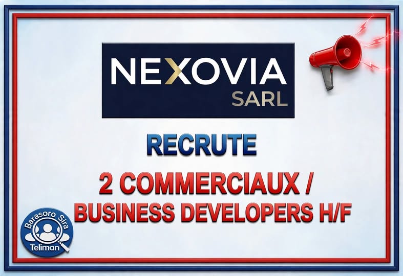Offre d'emploi :  𝟮 𝗕𝗨𝗦𝗜𝗡𝗘𝗦𝗦 𝗗𝗘𝗩𝗘𝗟𝗢𝗣𝗘𝗥𝗦 𝗧𝗘𝗥𝗥𝗔𝗜𝗡 chez 𝗡𝗘𝗫𝗢𝗩𝗜𝗔 