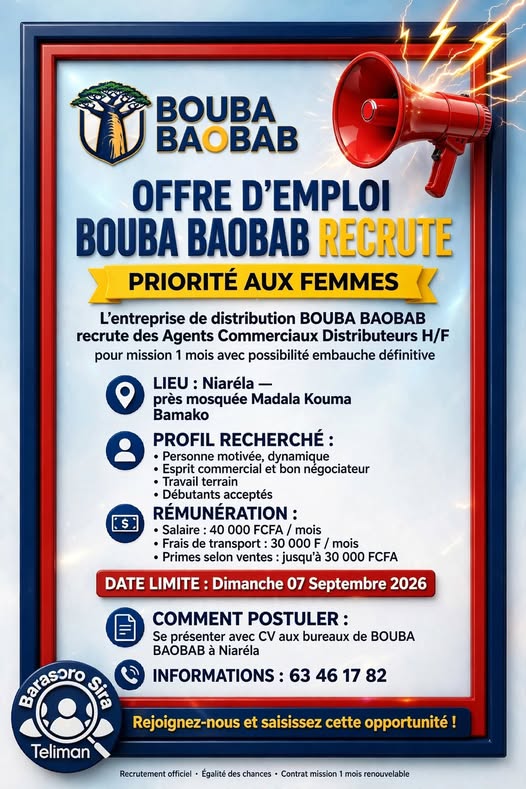Offre d'emploi : Agents Commerciaux / Distributeurs (H/F) chez 𝗕𝗢𝗨𝗕𝗔 𝗕𝗔𝗢𝗕𝗔𝗕