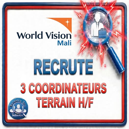 Offre d'emploi : 𝟬𝟯 𝗖𝗢𝗢𝗥𝗗𝗜𝗡𝗔𝗧𝗘𝗨𝗥𝗦 𝗧𝗘𝗥𝗥𝗔𝗜𝗡 (𝗛/𝗙) chez 𝗪𝗢𝗥𝗟𝗗 𝗩𝗜𝗦𝗜𝗢𝗡 𝗠𝗔𝗟𝗜